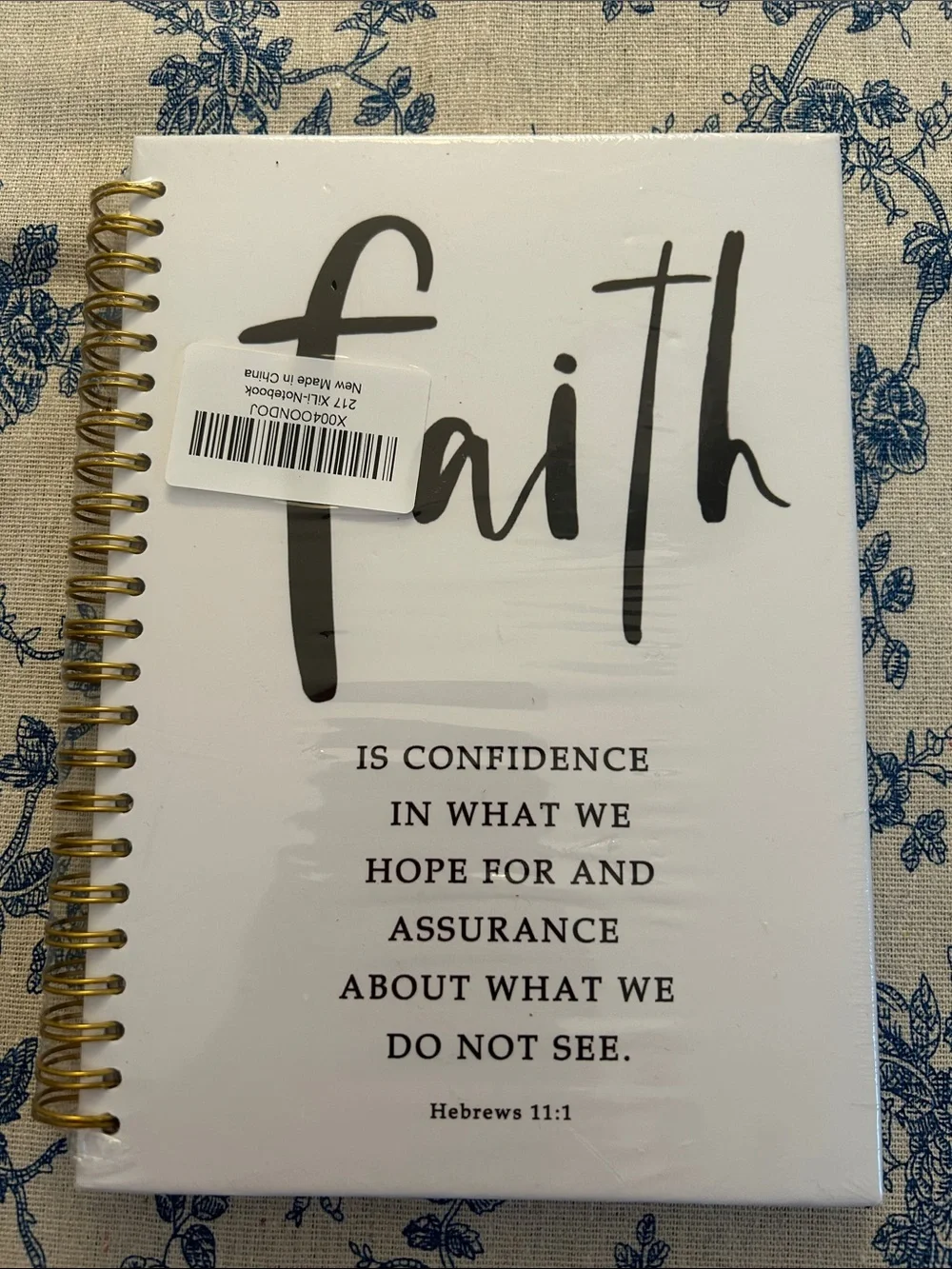 Faith Spiral Journal Notebook - White with Gold Coil